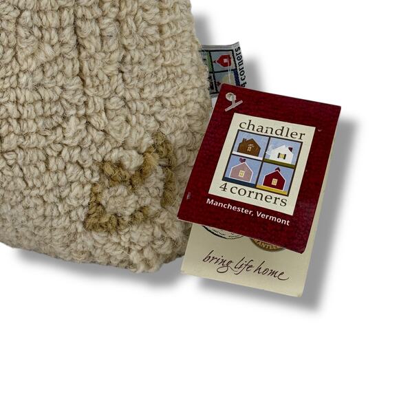 Chandler 4 Corners Hooked Wool Winter Beanie Cat Lover Throw Pillow 12" Square - Picture 3 of 5